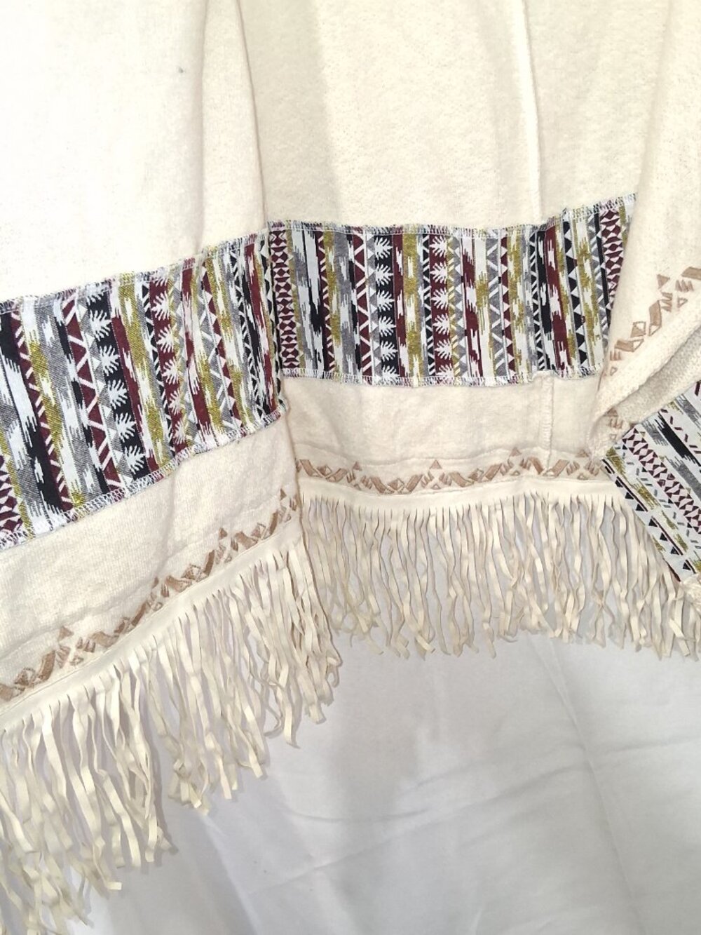 Miss Me Tribal Aztec Fringe Vest Boho Festival Western Knit Open Front Size M - Picture 6 of 14
